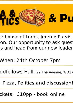 Pizza and Politics with Lord Purvis - Watford Liberal Democrats