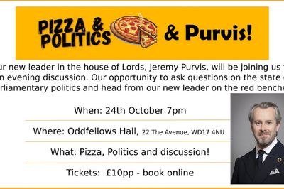 Pizza and Politics with Lord Purvis - Watford Liberal Democrats