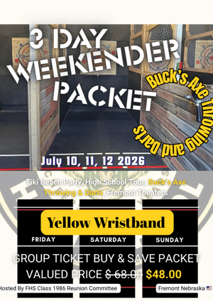 FHS Class 1986 Reunion - FULL WEEKEND TICKET • Buck’s Axe Throwing & Darts