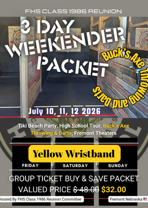 FHS Class 1986 Reunion - FULL WEEKEND TICKET • Buck’s Axe Throwing & Darts