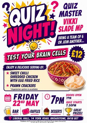 MDNP Quiz Night with Sweet Chilli Chicken with Egg Fried Rice