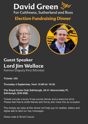 David Green election fundraising dinner with Lord Jim Wallace