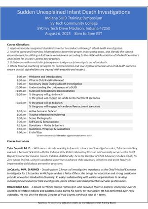 Sudden Unexpected Infant Death Scene Investigation Training