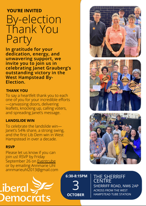 West Hampstead By-election thank you party