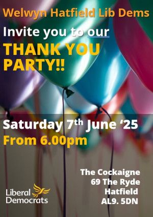WelHat Lib Dems Thank You Party