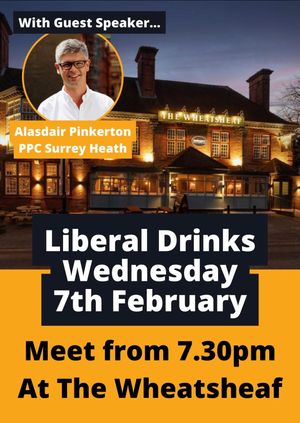 Liberal Social with Will Forster and guest speaker Alasdair Pinkerton, Candidate for Surrey Heath 