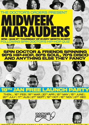 Spin Doctor’s Hip-Hop Pub Quiz & Midweek Marauders party