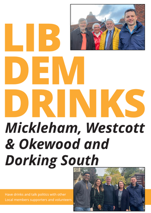 Dorking South + Mickleham, Westcott & Okewood LibDem Drinks