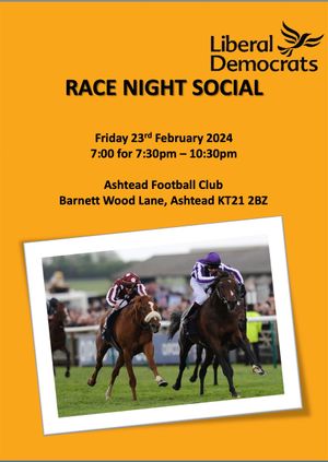 Race Night Social Epsom & Ewell LibDems