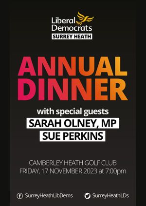 Surrey Heath Liberal Democrats' Annual Dinner 2023 - With Sue Perkins & Sarah Olney MP