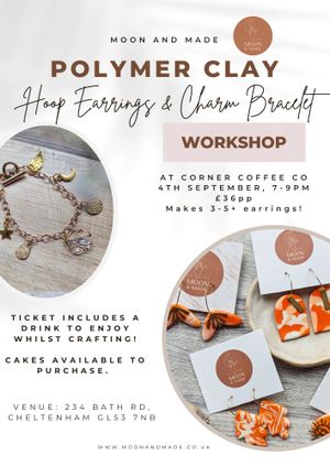 Polymer Clay Hoops and Charm Bracelet Workshop at Corner Coffee Co