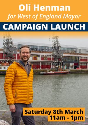 Oli Henman for West of England Mayor - Campaign Launch