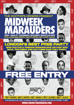 Spin Doctor’s Hip-Hop Pub Quiz & Midweek Marauders party