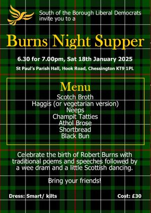 Burns Night Supper 2025