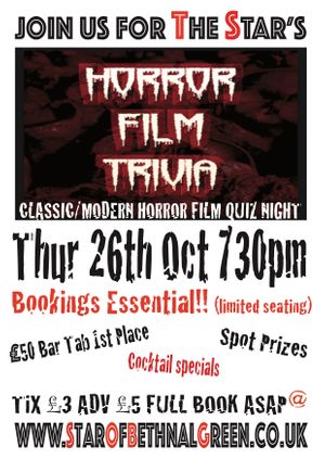 'Halloween Special' Horror Film Quiz @ Star of Bethnal Green