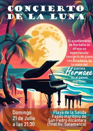 Concierto de la Luna: un Piano en el Paseo Marítimo con Luna Llena