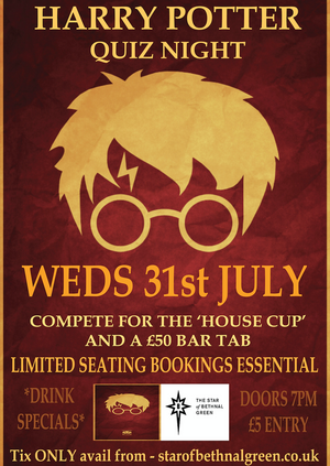 Harry Potter QUIZ night at the Star of Bethnal Green